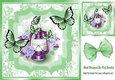 Pretty lamp with flowers/roses and green butterflies 8x8