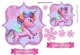 Cute little unicorn with flowers toppers (two) pink