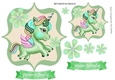 Cute little unicorn with flowers toppers (three) green