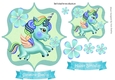 Cute little unicorn with flowers toppers (four) turq