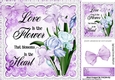 Pretty flowers iris with lilac bow and lace 8x8