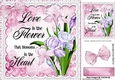 Pretty flowers iris with pink bow and lace 8x8