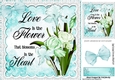 Pretty flowers iris with turq bow and lace 8x8