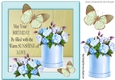pretty blue roses and peach butterflies 8x8