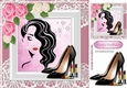 Modern Girl with pink roses and shoes in lace 8x8 frame