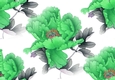 Pretty exotic green and grey flowers backing paper (big)