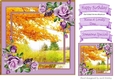 Pretty Autumn Shades woodland with lilac roses 8x8