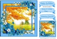 Pretty Autumn Shades woodland with blue flowers 8x8