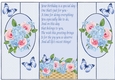 Pretty pink blue flowers with butterflies cut out