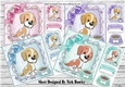  4 cute puppies with bowls of food  card fronts 8x8 mini kit 