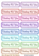 Thinking of you! Tags  with gold script a variety of colours cut outs