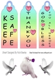 3 rainbow bookmarks with pink hearts of love and doves
