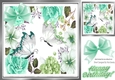 pretty turq and green butterflies with flowers frame 8x8