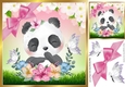 Pretty watercolour panda with butterflies in floral frame 8x8