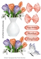 Pretty purple/peach Crocuses in a vase with bow cut outs