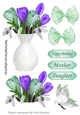 Pretty purple/turq Crocuses in a vase with bow cut outs