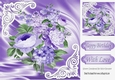 pretty purple flowers on satin with ornate corners 8x8