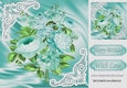 pretty turq flowers on satin with ornate corners 8x8