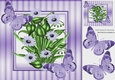 pretty purple striped 8x8 frame with flowers & butterflies