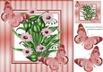 pretty peach striped 8x8 frame with flowers & butterflies