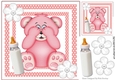 Cute pink peekaboo teddy bear in polkadot 8x8 frame