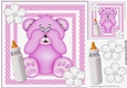 Cute cerise peekaboo teddy bear in polkadot 8x8 frame