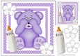 Cute purple peekaboo teddy bear in polkadot 8x8 frame