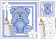 Cute blue peekaboo teddy bear in polkadot 8x8 frame