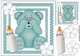Cute turq peekaboo teddy bear in polkadot 8x8 frame