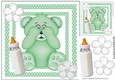 Cute green peekaboo teddy bear in polkadot 8x8 frame