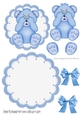Cute little blue baby bear with bows rocker card