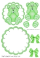 Cute little green baby bear with bows rocker card