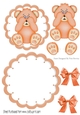 Cute little peach baby bear with bows rocker card