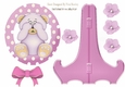  cute pink peekaboo teddy bear with bow plate and stand, also can be seen in other designs  (animals)