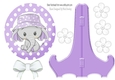 cute ele in sun hat lilac polkadot plate and stand