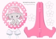 cute ele in sun hat pink polkadot plate and stand