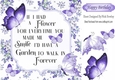 Pretty purple flowers and butterflies with verse 8x8