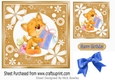Cute ginger kitty with blue bow in floral 7x7 frame