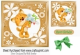 Cute ginger kitty with green bow in floral 7x7 frame
