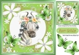Pretty zebra in floral frame with butterflies 7x7