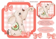 lovely little peach elephant with bows on check 7x7 topper