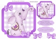 lovely little lilac elephant with bows on check 7x7 topper