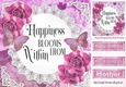 Pretty pink flowers, blue butterflies and verse on lace 8x8