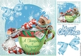 two little christmas mice with sweets with bow and snowflakes 8x8