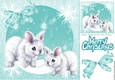 Lovely white snow rabbits and snowflakes 8x8