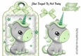 Cute little unicorn on lace tag/topper with green bow