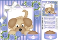 Cute puppy with blue roses 8x8