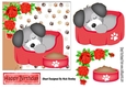 Cute puppy snoozing in her bed with red roses 7x7