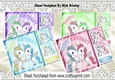 4 Cute coloured unicorns card fronts 8x8 mini kit