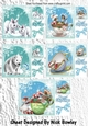 5 lovely christmas animal card fronts 8x8 bumper kit